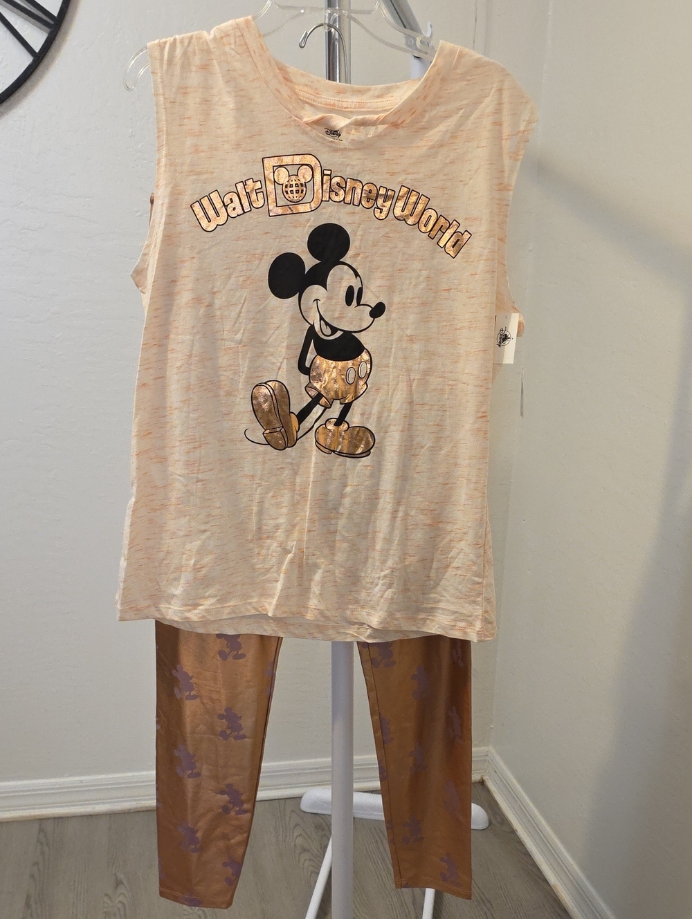 Disney Peach and Gold Mickey Mouse Tank Top